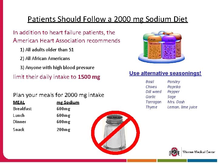 Patients Should Follow a 2000 mg Sodium Diet In addition to heart failure patients,