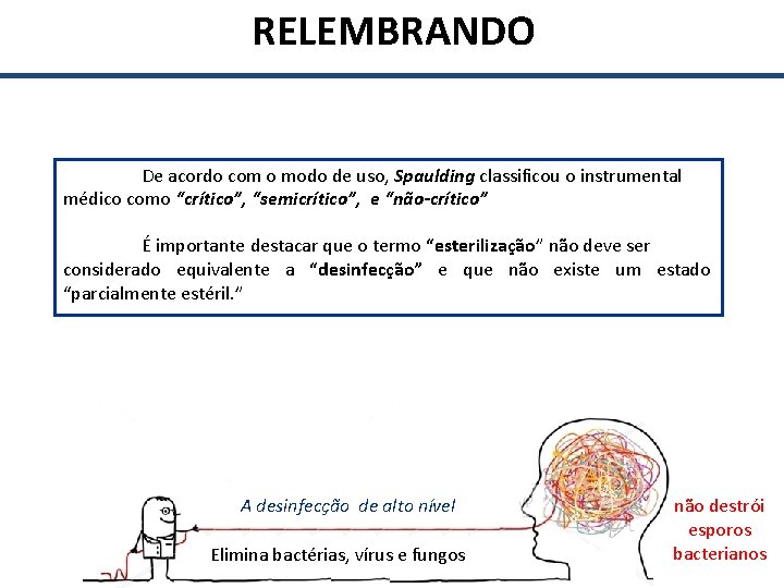  RELEMBRANDO De acordo com o modo de uso, Spaulding classificou o instrumental médico