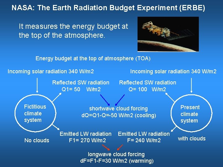 NASA: The Earth Radiation Budget Experiment (ERBE) It measures the energy budget at the