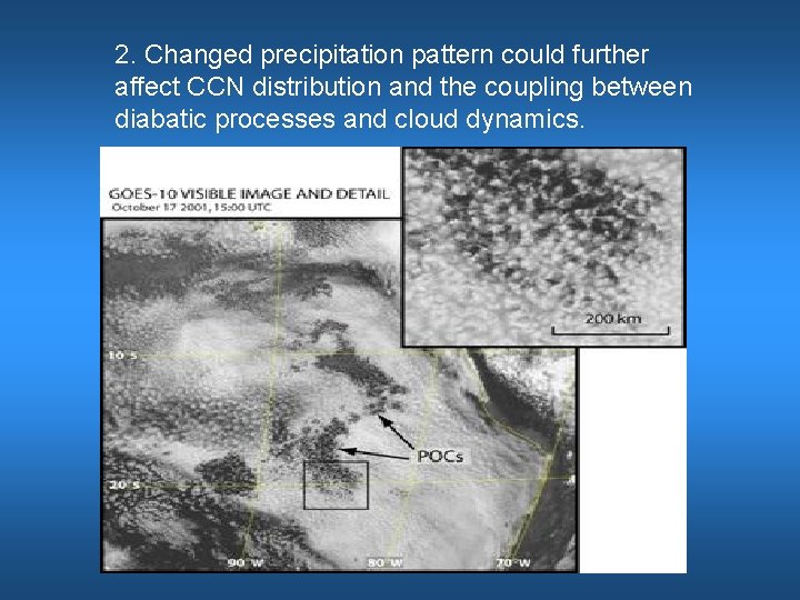 2. Changed precipitation pattern could further affect CCN distribution and the coupling between diabatic