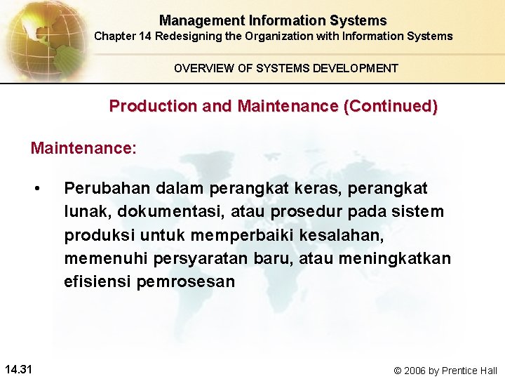 Management Information Systems Chapter 14 Redesigning the Organization with Information Systems OVERVIEW OF SYSTEMS