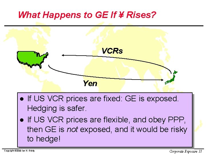 What Happens to GE If ¥ Rises? VCRs Yen l l If US VCR