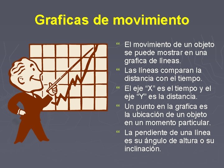 Graficas de movimiento El movimiento de un objeto se puede mostrar en una grafica