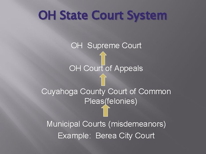 OH State Court System OH Supreme Court OH Court of Appeals Cuyahoga County Court