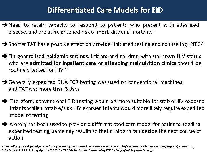 Differentiated Care Models for EID è Need to retain capacity to respond to patients