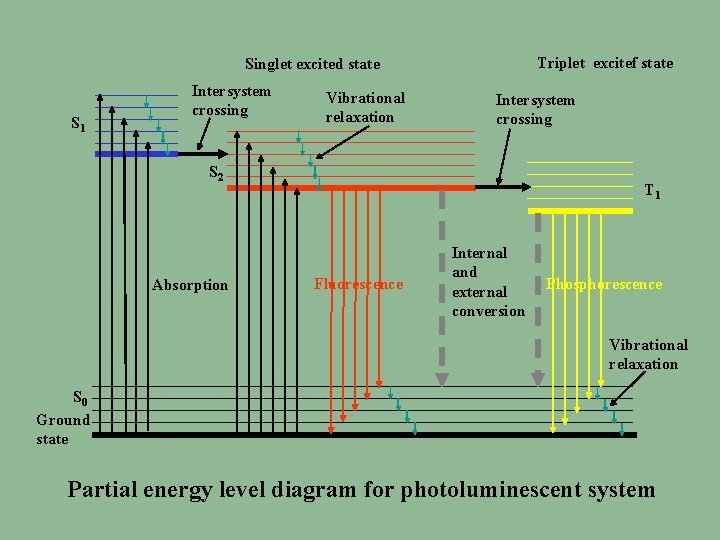 Triplet excitef state Singlet excited state S 1 Intersystem crossing Vibrational relaxation Intersystem crossing