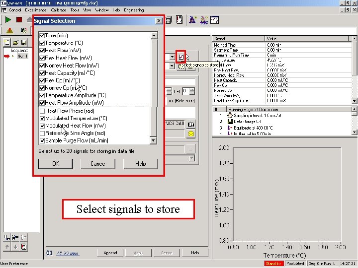 Select signals to store Select signals to store