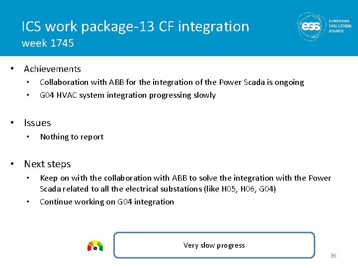 ICS work package-13 CF integration week 1745 • Achievements • • Collaboration with ABB