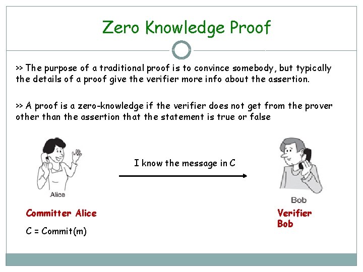 Zero Knowledge Proof >> The purpose of a traditional proof is to convince somebody,