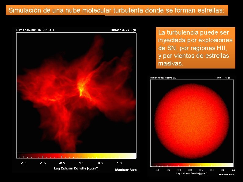 Simulación de una nube molecular turbulenta donde se forman estrellas: La turbulencia puede ser