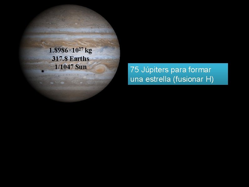 1. 8986× 1027 kg 317. 8 Earths 1/1047 Sun 75 Júpiters para formar una