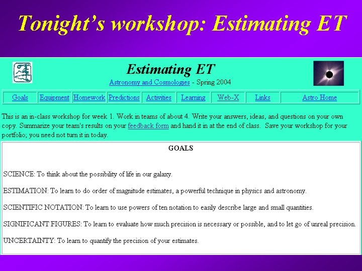 Tonight’s workshop: Estimating ET 