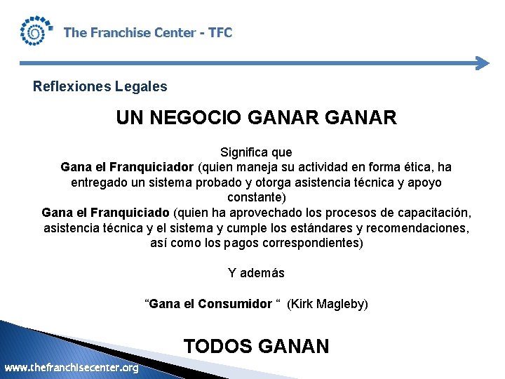 Reflexiones Legales UN NEGOCIO GANAR Significa que Gana el Franquiciador (quien maneja su actividad