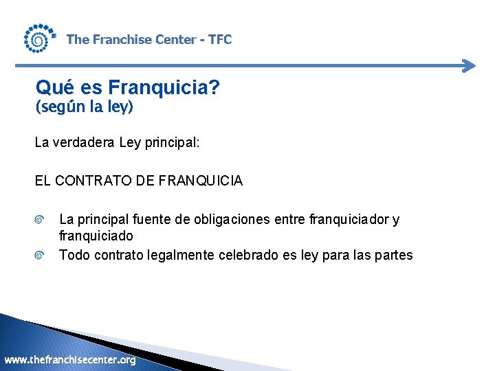 Qué es Franquicia? (según la ley) La verdadera Ley principal: EL CONTRATO DE FRANQUICIA