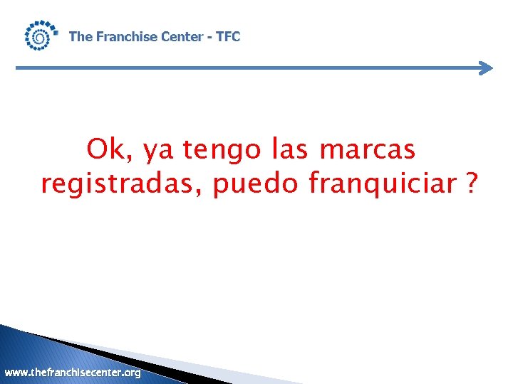 Ok, ya tengo las marcas registradas, puedo franquiciar ? www. thefranchisecenter. org 