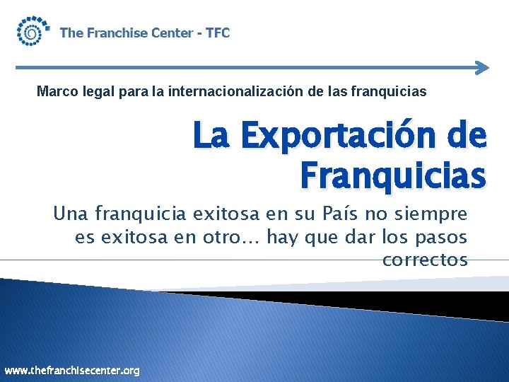 Marco legal para la internacionalización de las franquicias La Exportación de Franquicias Una franquicia