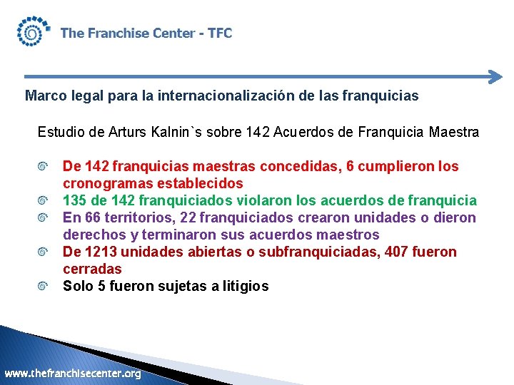 Marco legal para la internacionalización de las franquicias Estudio de Arturs Kalnin`s sobre 142