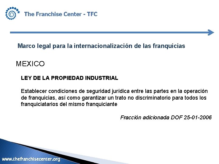 Marco legal para la internacionalización de las franquicias MEXICO LEY DE LA PROPIEDAD INDUSTRIAL