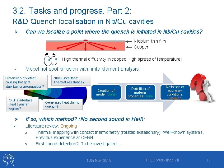 3. 2. Tasks and progress. Part 2: R&D Quench localisation in Nb/Cu cavities Ø