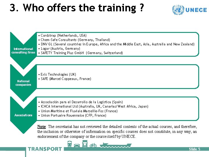 3. Who offers the training ? • Cordstrap (Netherlands, USA) • Chem-Safe Consultants (Germany,