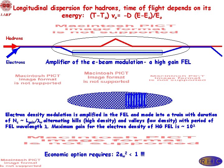 Longitudinal dispersion for hadrons, time of flight depends on its energy: (T-To) vo= -D