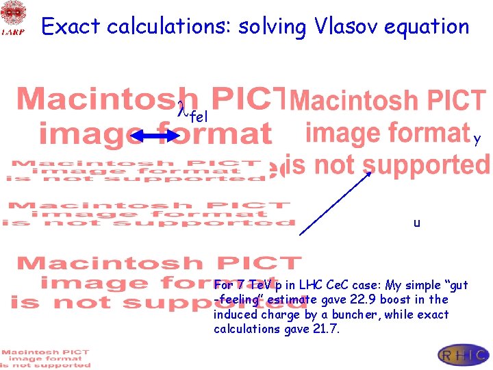 Exact calculations: solving Vlasov equation fel y u For 7 Te. V p in