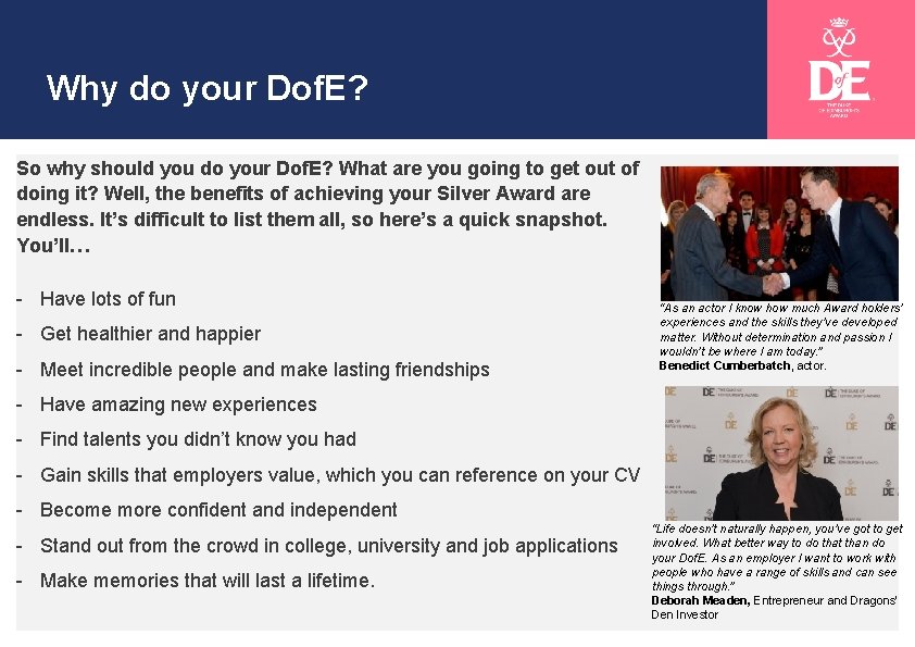 SILVER Why do your Dof. E? So why should you do your Dof. E?