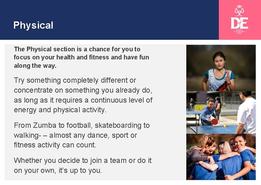 SILVER Physical The Physical section is a chance for you to focus on your
