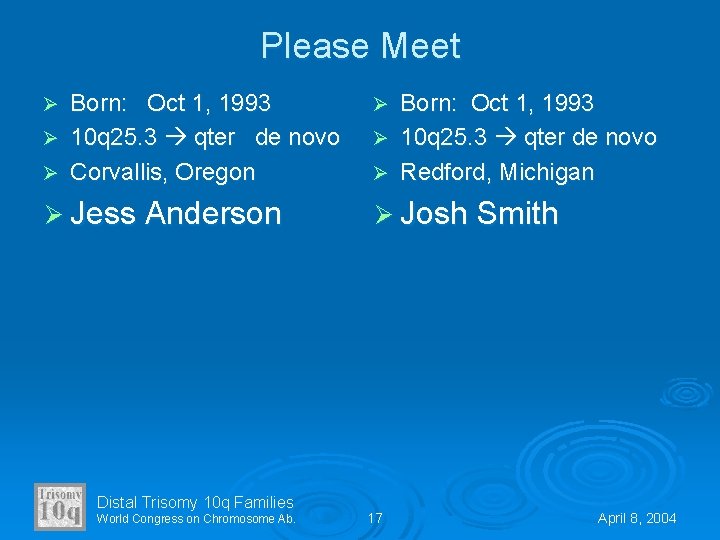 Please Meet Ø Born: Oct 1, 1993 Ø 10 q 25. 3 qter de