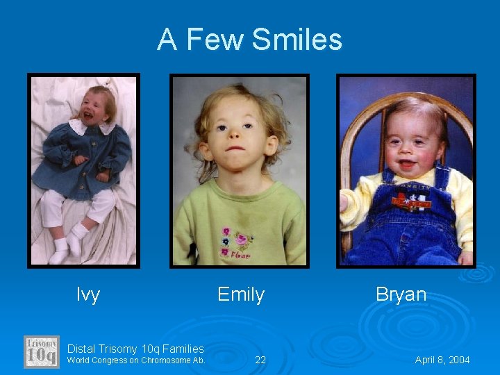 A Few Smiles Ivy Distal Trisomy 10 q Families World Congress on Chromosome Ab.