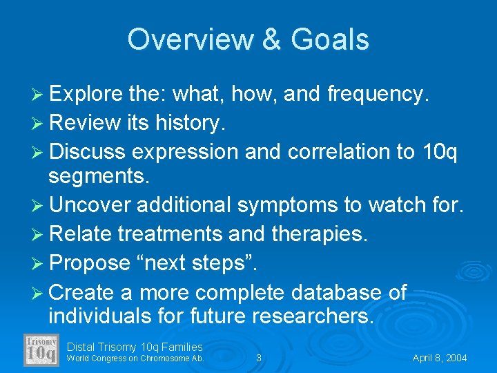 Overview & Goals Ø Explore the: what, how, and frequency. Ø Review its history.