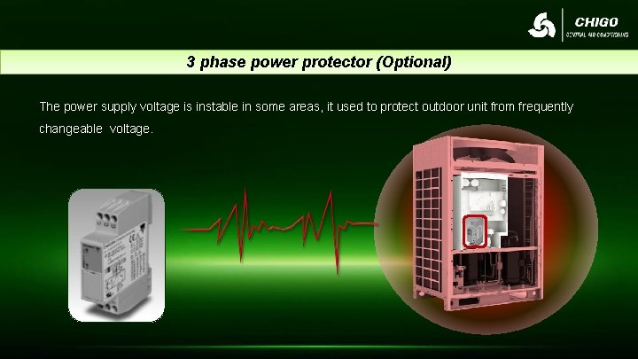 3 phase power protector (Optional) The power supply voltage is instable in some areas,