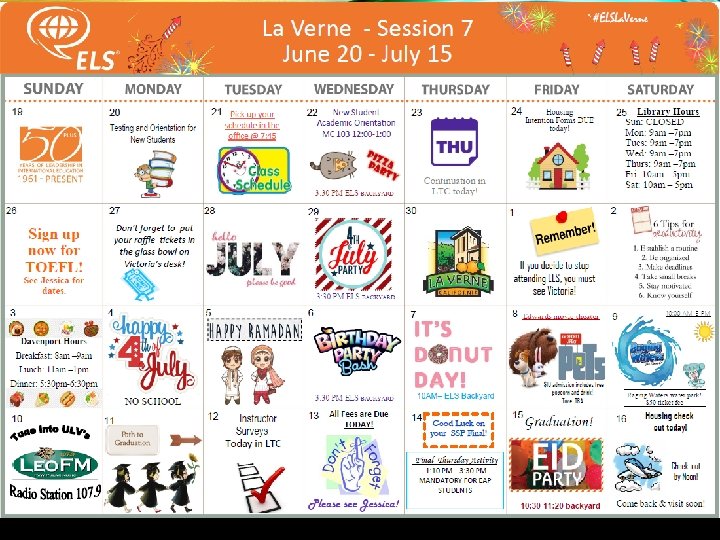 SESSION CALENDAR 