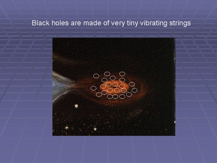 Black holes are made of very tiny vibrating strings Black holes are made of very tiny vibrating strings