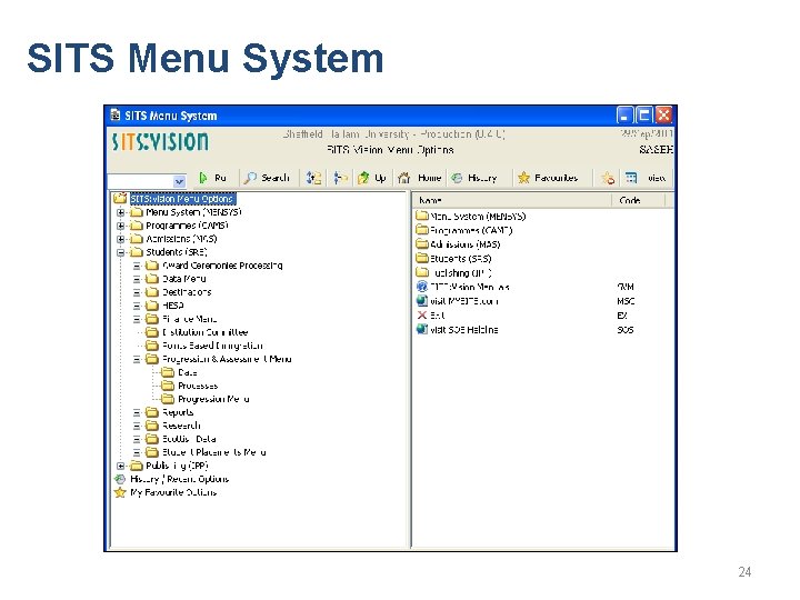 SITS Menu System 24 