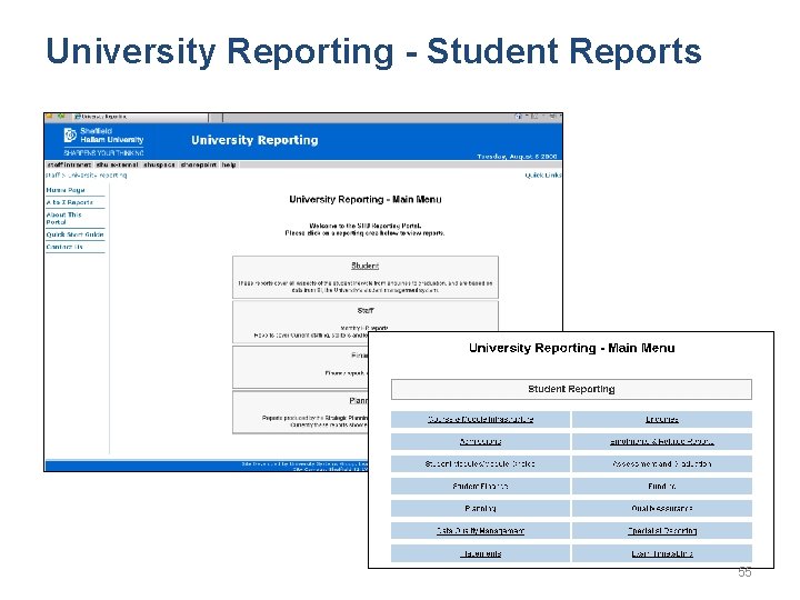 University Reporting - Student Reports 55 