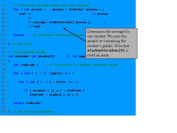44 45 46 47 48 49 // calculate average grade for each student for