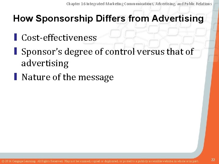 Chapter 16 Integrated Marketing Communications, Advertising, and Public Relations How Sponsorship Differs from Advertising