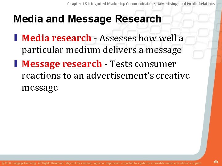 Chapter 16 Integrated Marketing Communications, Advertising, and Public Relations Media and Message Research ▮