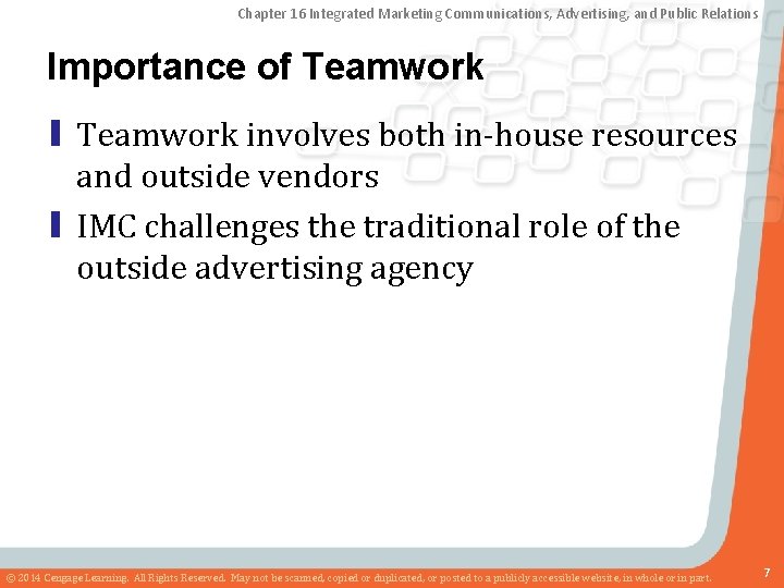 Chapter 16 Integrated Marketing Communications, Advertising, and Public Relations Importance of Teamwork ▮ Teamwork