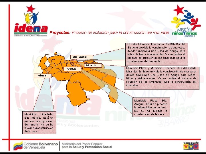 Proyectos: Proceso de licitación para la construcción del inmueble Dtto Capital Miranda Aragua Mérida