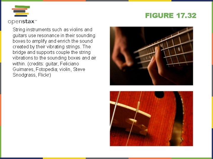 FIGURE 17. 32 String instruments such as violins and guitars use resonance in their