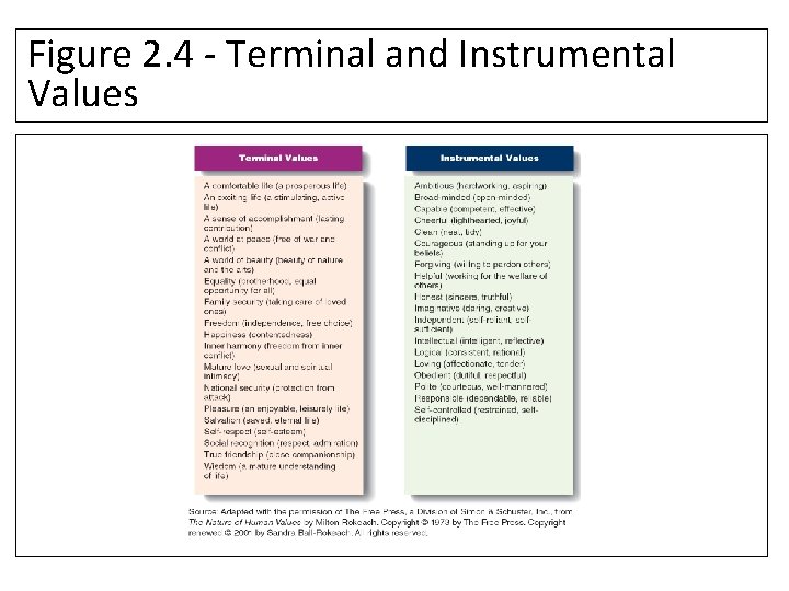 Figure 2. 4 - Terminal and Instrumental Values 