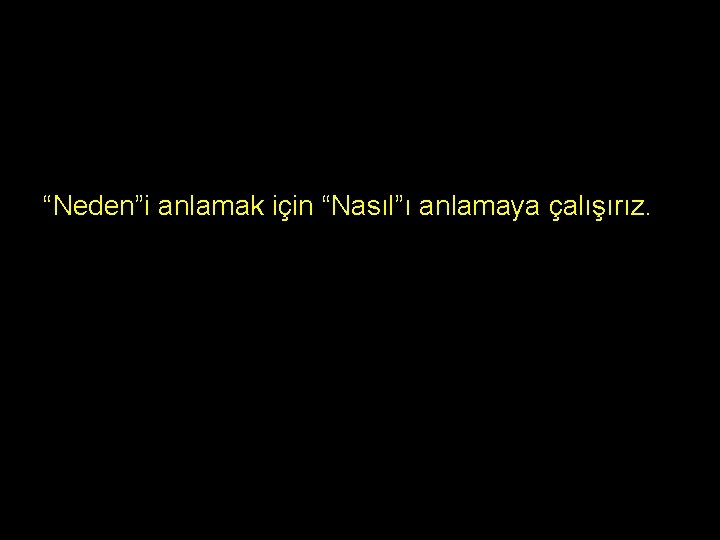 “Neden”i anlamak için “Nasıl”ı anlamaya çalışırız. 