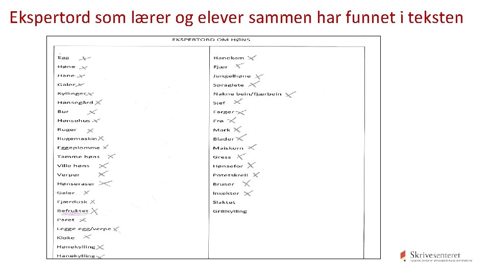 Ekspertord som lærer og elever sammen har funnet i teksten Ekspertord som lærer og elever sammen har funnet i teksten