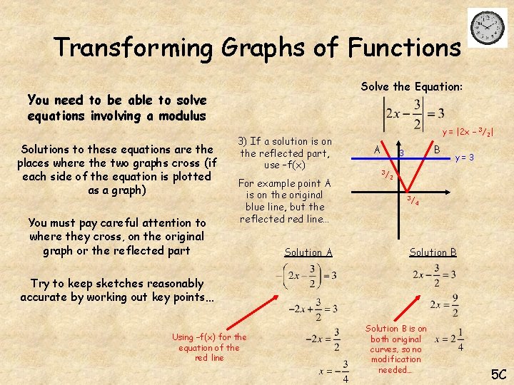 Transforming Graphs of Functions Solve the Equation: You need to be able to solve