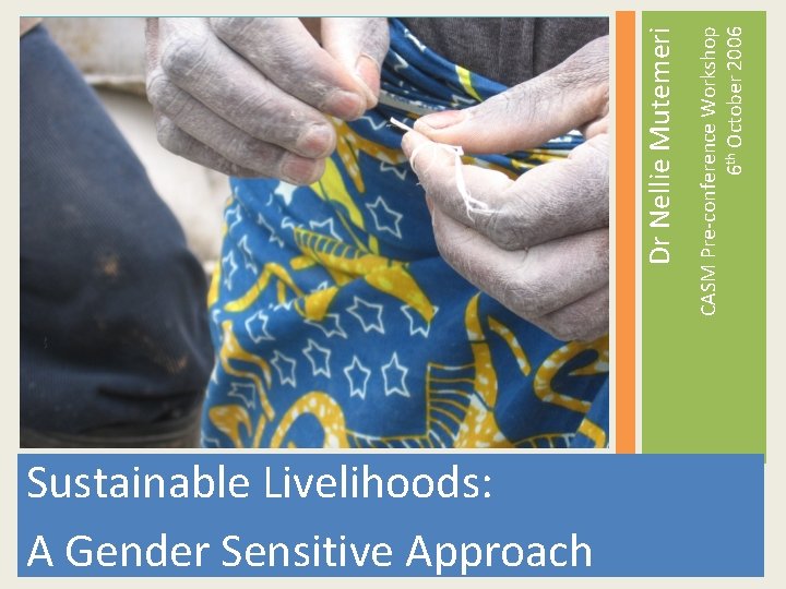 Sustainable Livelihoods: A Gender Sensitive Approach CASM Pre-conference Workshop 6 th October 2006 Dr