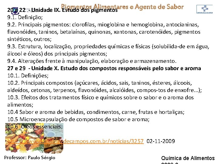 20 e 22 - Unidade IX. Estudo dos pigmentos 9. 1. Definição; 9. 2.