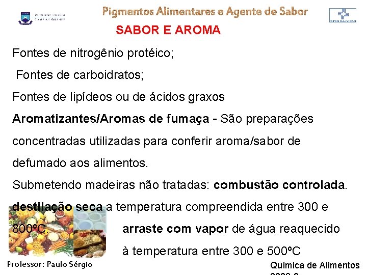 SABOR E AROMA Fontes de nitrogênio protéico; Fontes de carboidratos; Fontes de lipídeos ou