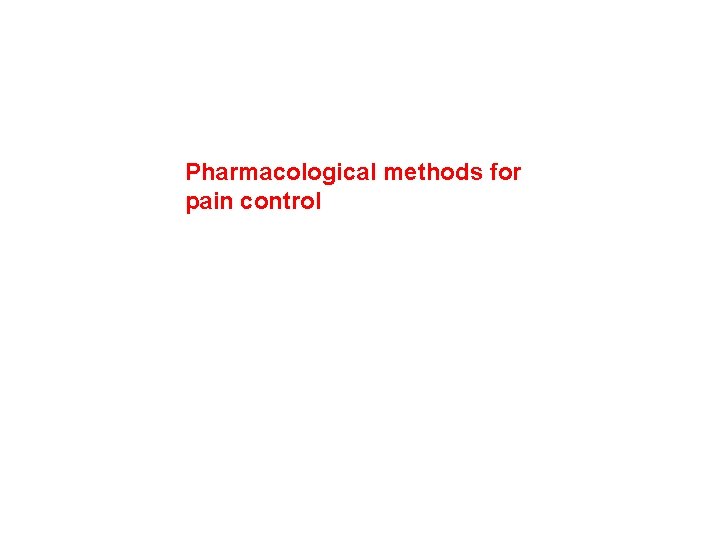 Pharmacological methods for pain control 